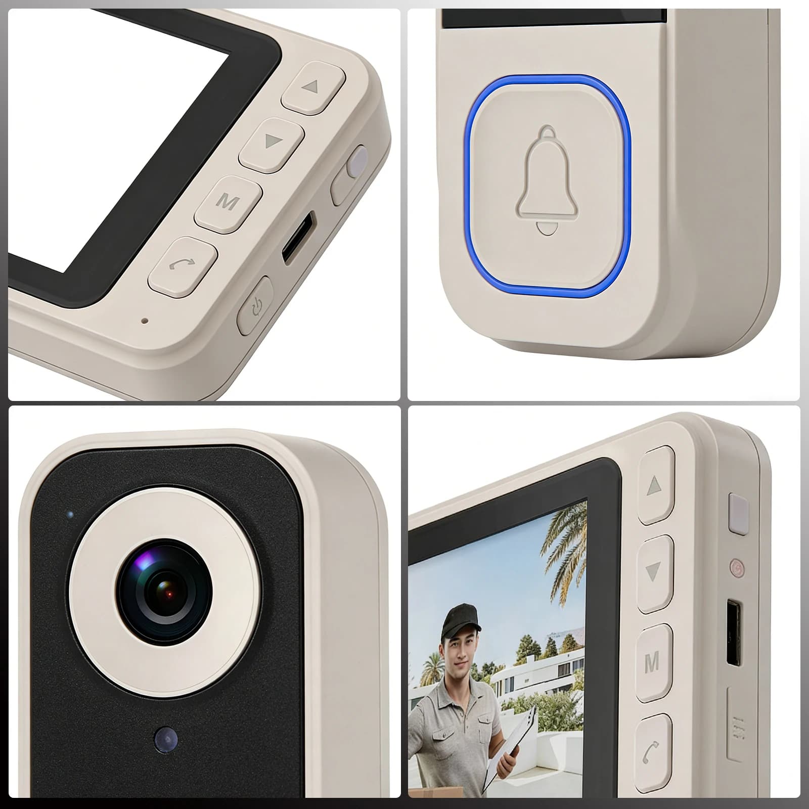 Campanello Video Wireless Senza Abbonamento, Audio Bidirezionale, Visione Notturna a Infrarossi, Nessuna Connessione WiFi o App Richiesta