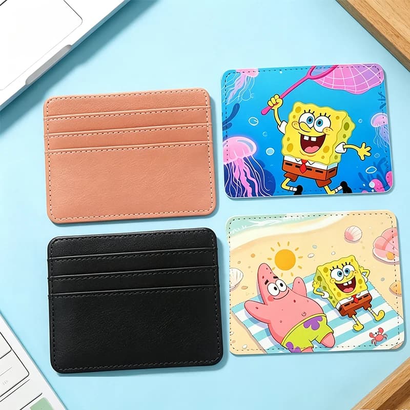 SpongeBob SquarePants Thermal Sublimation Card Sleeve Credit Cards Holder Woman Man PU Wallet ID Cards Pack Passport Card Bag