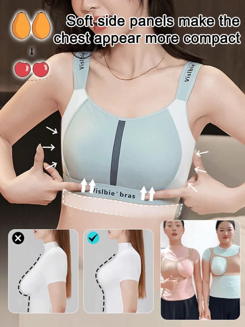 Reggiseno sportivo minimizzatore wireless Supporto regolabile Anti cedimenti Comfort senza cuciture Traspirante Busto grande Senza ferretto Everyd