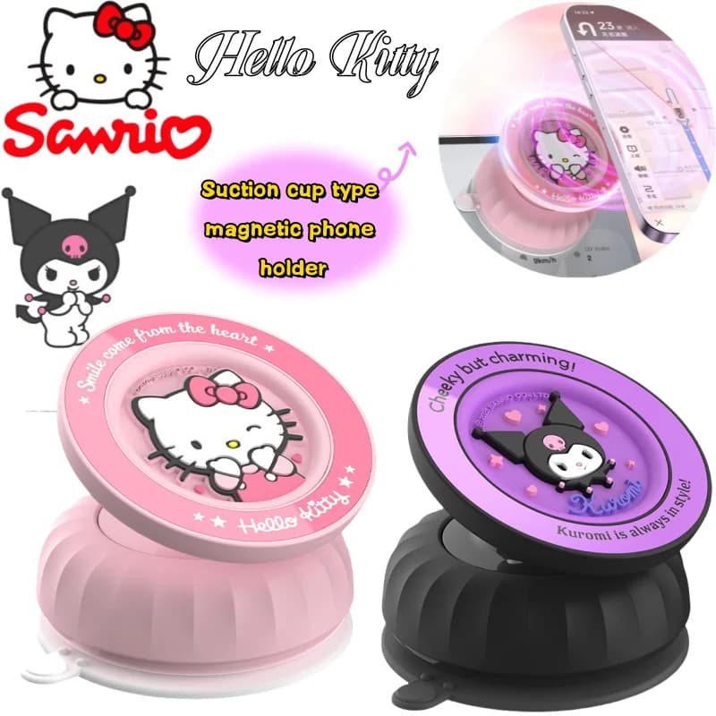 Sanrio Hello Kitty kuromi Supporto per telefono magnetico Creativo ins Supporto per ventosa sottovuoto per auto bidimensionale fai da te di alto valore