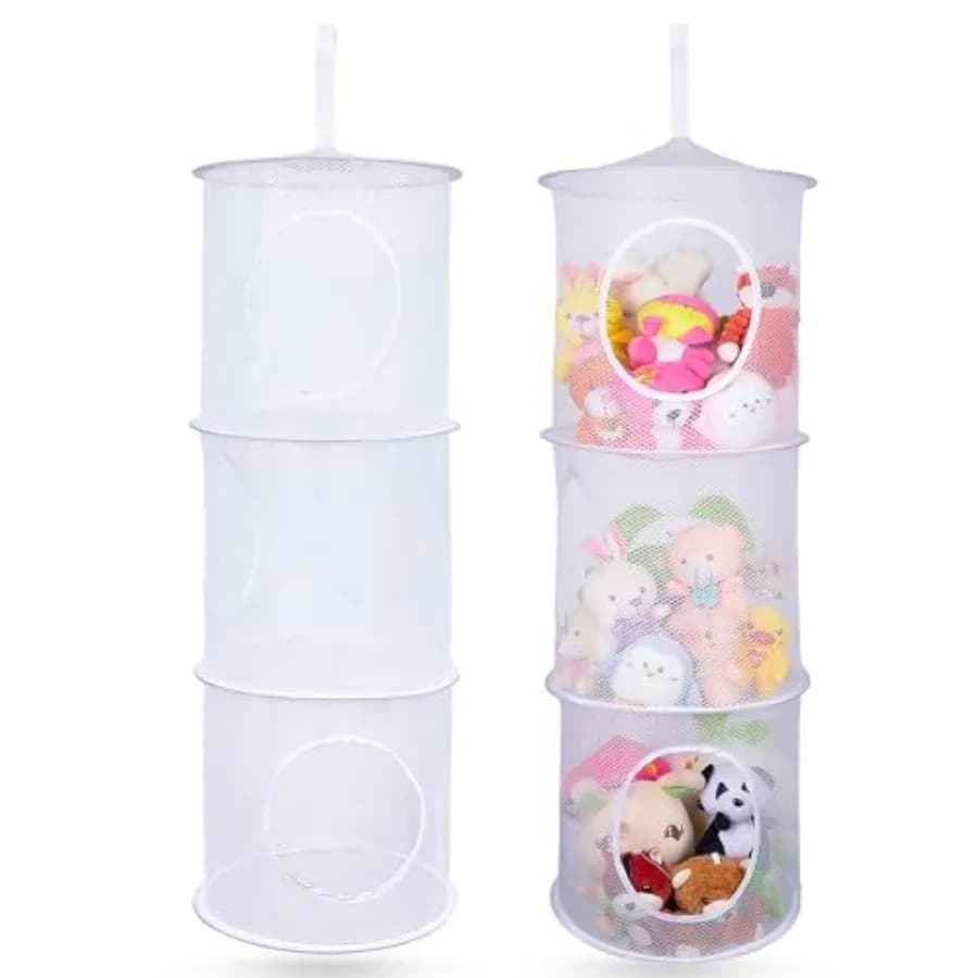 Basumee Stuffed Animals Net or Hammock 2 Pcs Stuffed Animals Storage Toy Net Hammock for Plushies Storage Organizer Mesh Girls