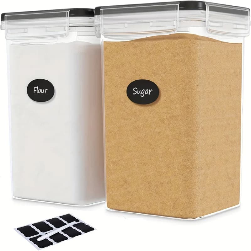 Contenitori per alimenti 1/2 pezzi 5,2 L/175 Oz, contenitori ermetici in plastica per alimenti senza BPA per farina, zucchero, cucina camper