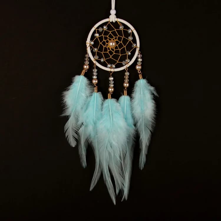Colorful Hand-woven Feather Dream Catcher Car Hang Wind Chime Pendant Small Simple Home Decoration Room Pendant