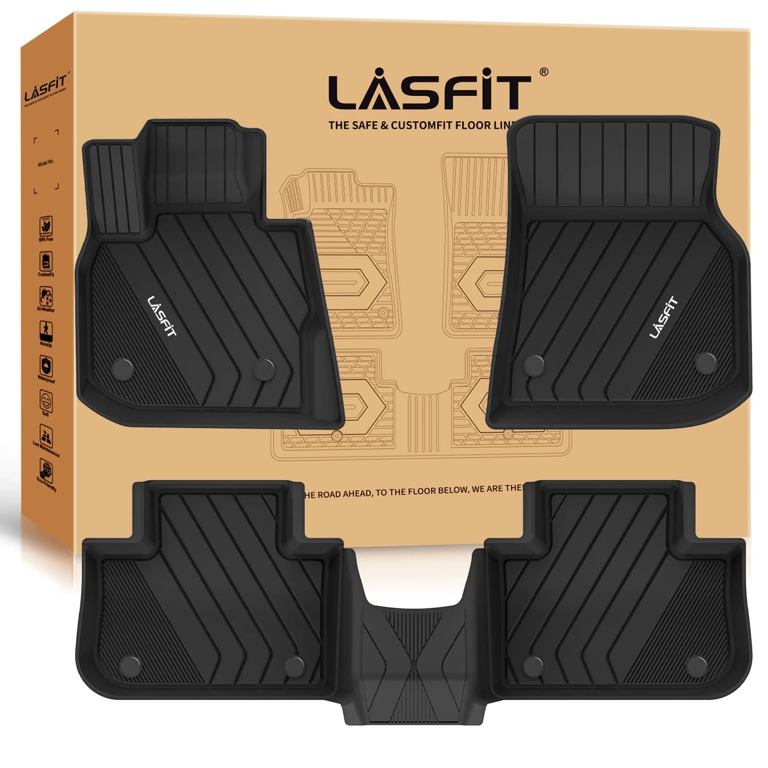 LASFIT Car Mats for BMW X3 2018-2024 / BMW X4 2019-2025 Car Mats for all seasons Floor protection 1a and 2a row
