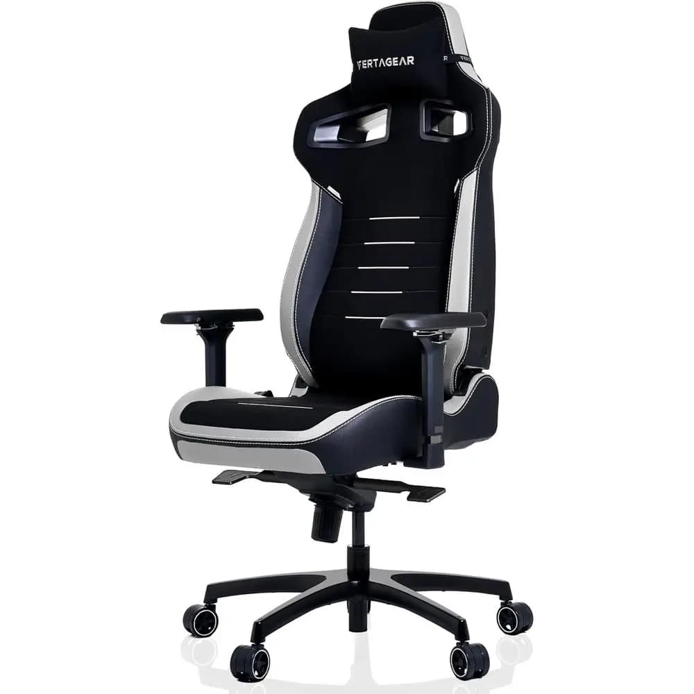Sedia da Gaming Ergonomica per Persone di Statura Alta con Supporto Lombare e Seduta Traspirante, LED RGB Aggiornabile, Nero/Bianco
