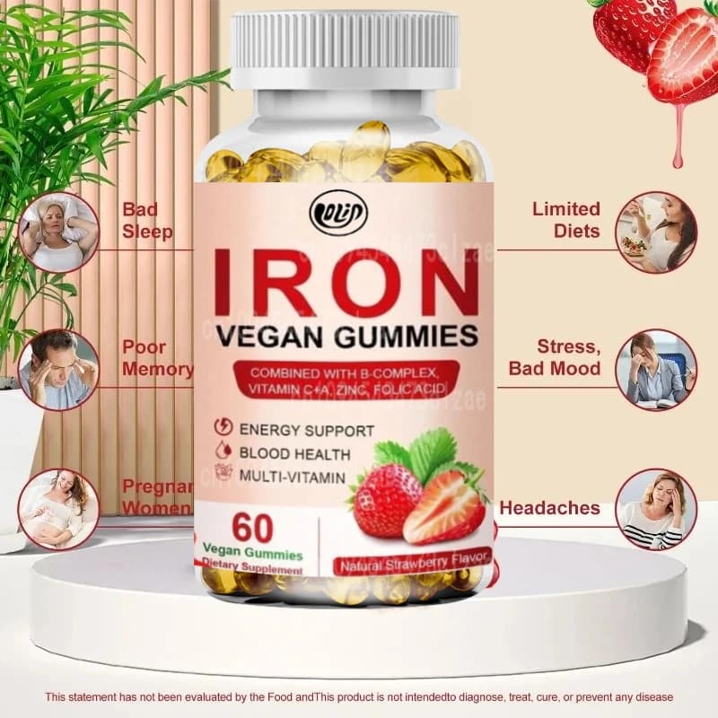 Gommose candies with iron supplement, containing iron and vitamin C: blood generator and immune support, 60 pills