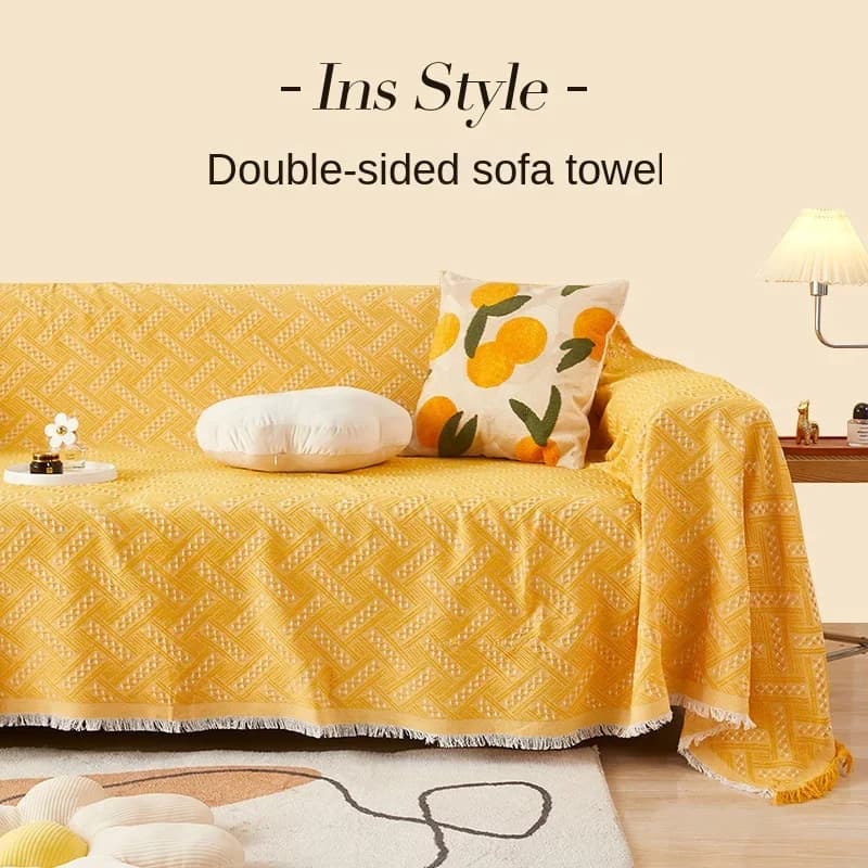 Chenille Sofa Blanket Spring Summer Couch Towel Non Slip Double Side Full Cover Sofa Towel Protection for Living Room Shawl