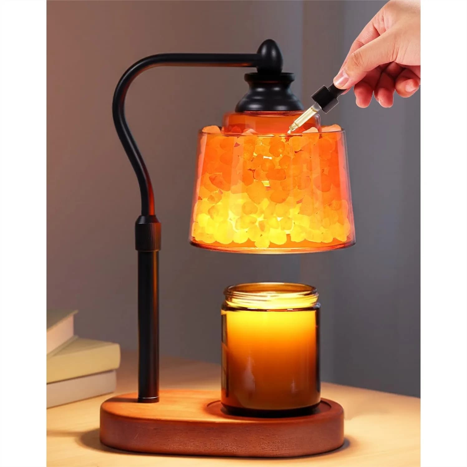 Lampada Scaldacera 3-in-1 con Timer Dimmerabile, Lampada di Sale dell'Himalaya e Diffusore Passivo, Regali per Donne, Inaugurazione Casa, Cera Profumata