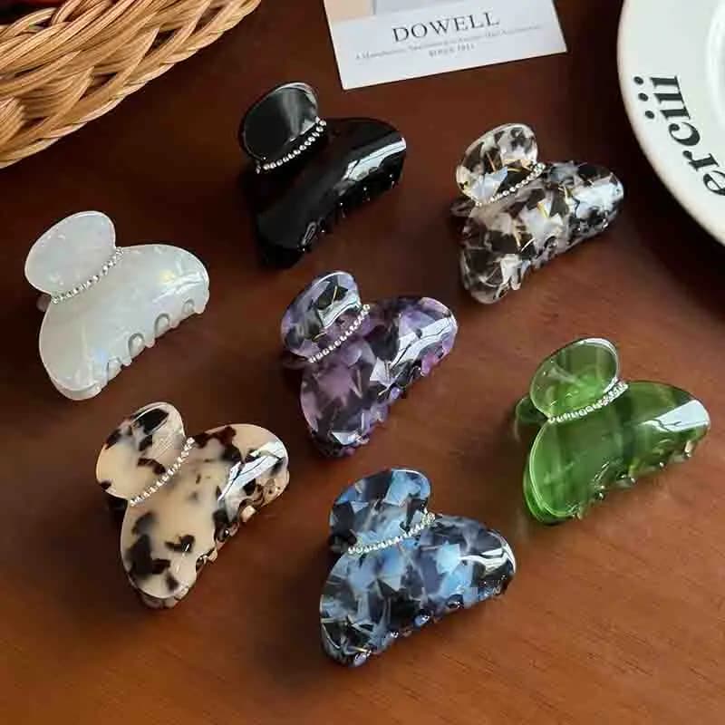 Nuovi Accessori per Capelli Primaverili alla Moda, Clip per Capelli Geometrica da 11,3 cm con Colore Sfumato Scintillante, Semplice Clip a Squalo in Acetato