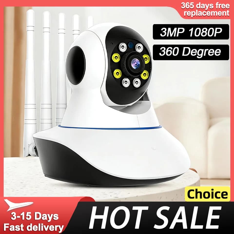 Telecamera IP Dome PTZ a 360 Gradi 3MP 1080P a Colori con AI, Interfono Wireless, CCTV P2P, Monitor per Bambini per Sicurezza Domestica