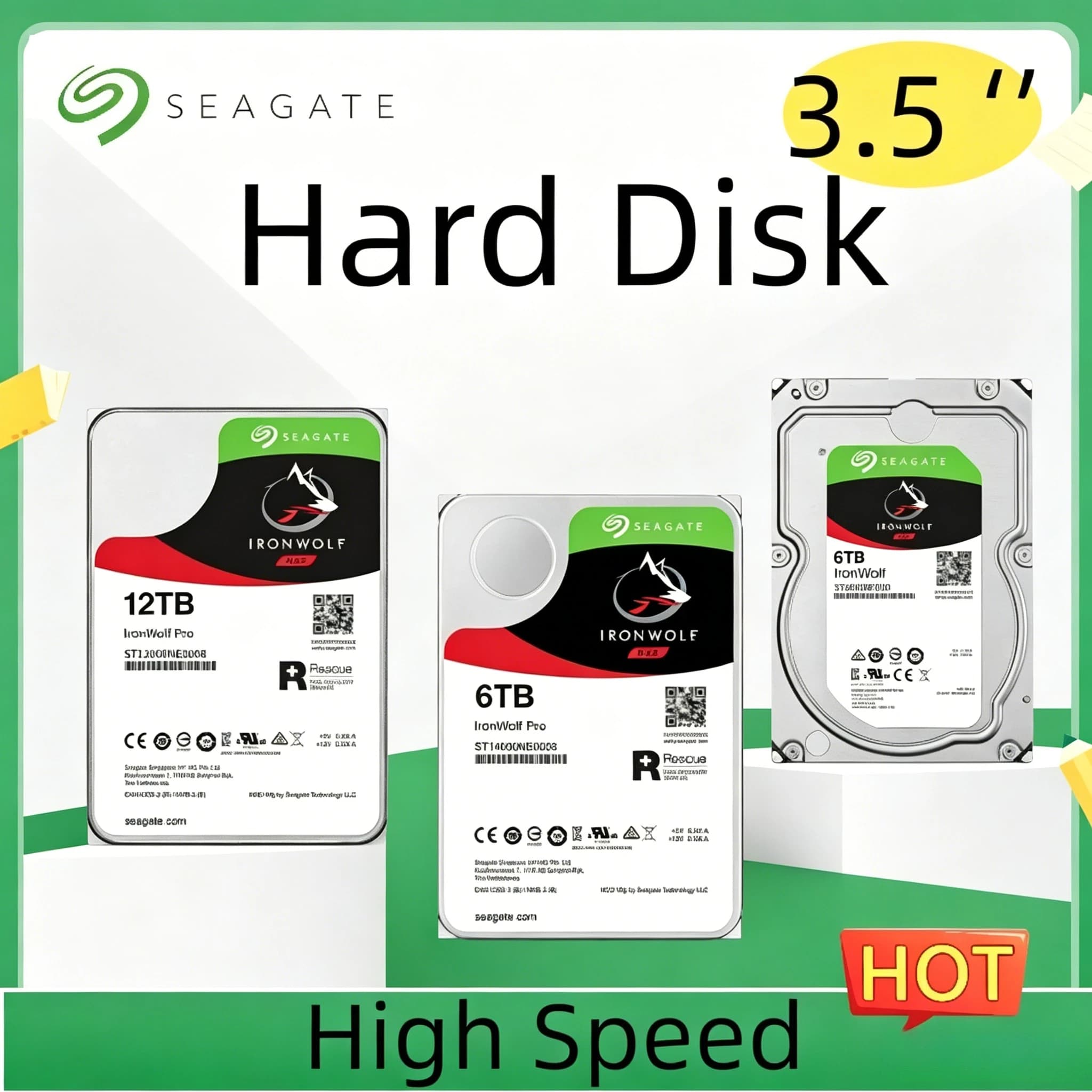 FOR Seagate IronWolf 3.5" SATA3 NAS Hard Drive 4TB 6TB 8TB 10TB 14TB 16TB 18TB 7200RPM 6GB/s Internal Storage HDD