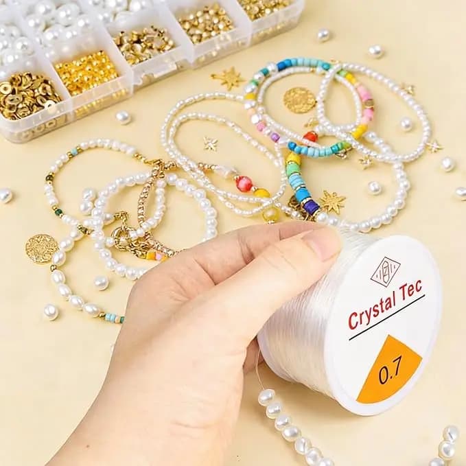 0.7mm Elastic String Cord,Sturdy Crystal Stretch String for Beading,Bracelets Jewelry Making,Necklaces,Fishing Rope and Crafts