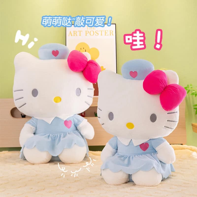 Peluche Hello Kitty in Stile Infermiera, Morbido Pupazzo Cartoon, Cuscino Decorativo, Regalo di Compleanno per Bambine