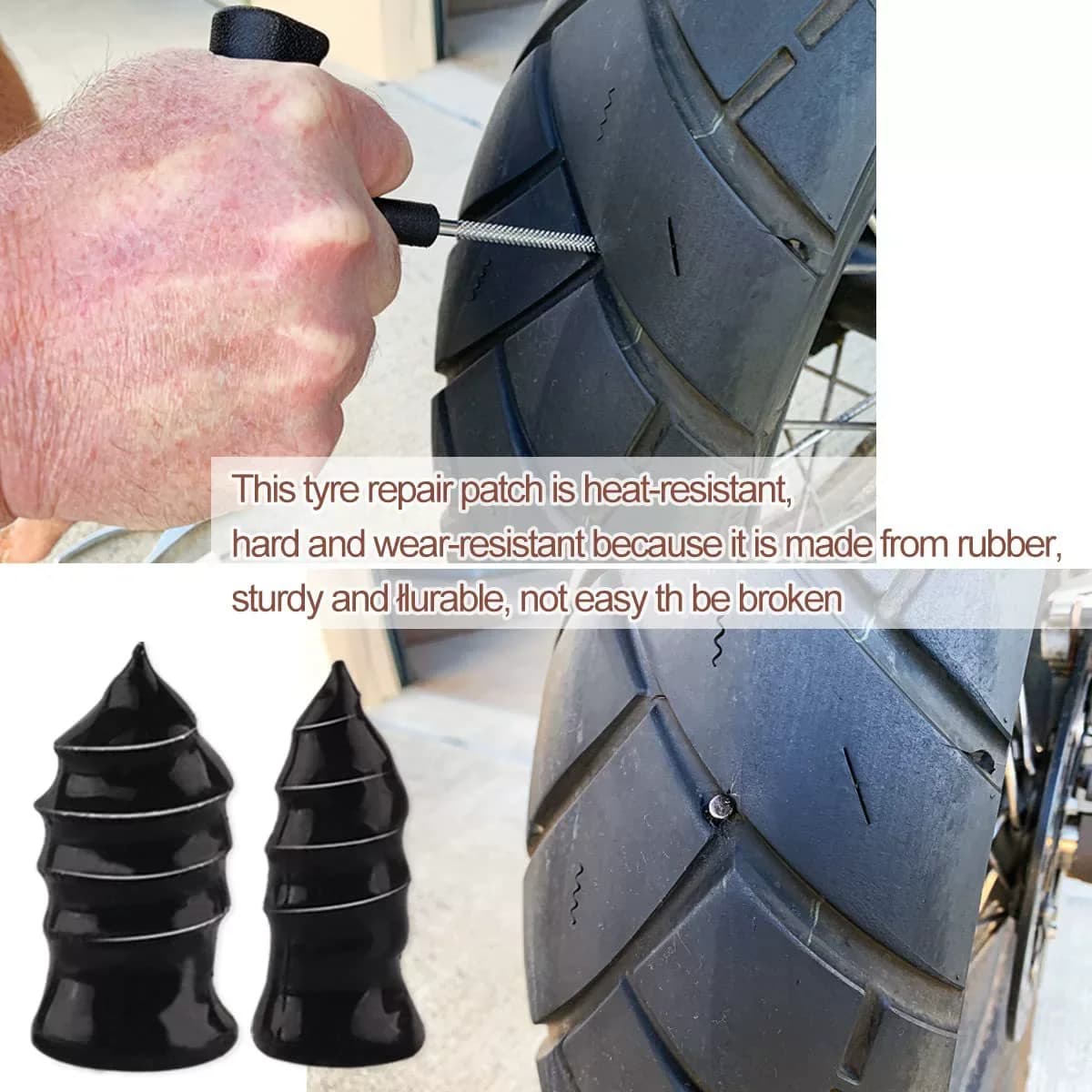 Kit di Riparazione Rapida per Forature di Pneumatici, Chiodi Universali per Auto, Moto e Bici, Strumento per Riparazione Veloce di Pneumatici Sottovuoto
