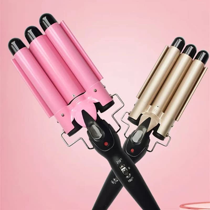 Luxurious 3-bar hair curling iron hair styling tool large wave curling iron temperature adjustable ceramic curling iron