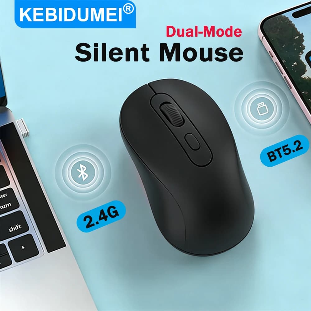 Bluetooth 2.4G Wireless Mouse, Double Mode Game Mouse, Rechargeable, Silent, for Office, Laptop and Macbook Pro
