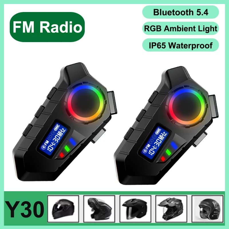 KEBIDUMEI 1/2PCS Motorcycle Headset Helmet BT5.4 Waterproof Handsfree Call Music Player Speaker Wireless Earphone with Fm Radio