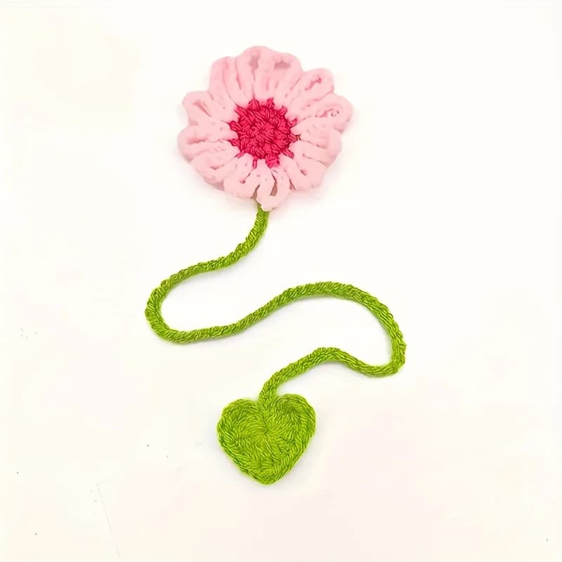 6pcs Hand-Crocheted Daisy and Sunflower Bookmarks - Vibrant Floral Design with Green Stems, Perfect for Book Lovers and Teachers