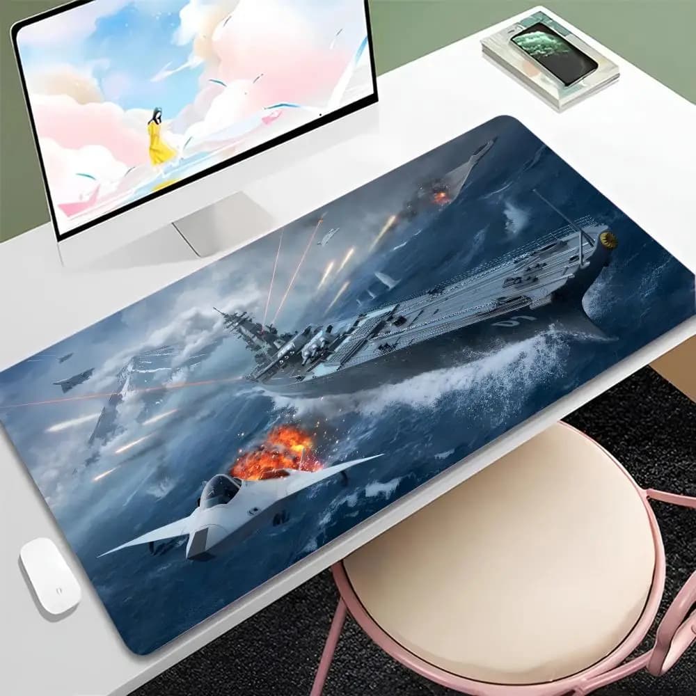 Tappetino per mouse anime W-world of Warships, tappetino per mouse da gioco di grandi dimensioni, tappetino per tastiera del computer ispessito LockEdge