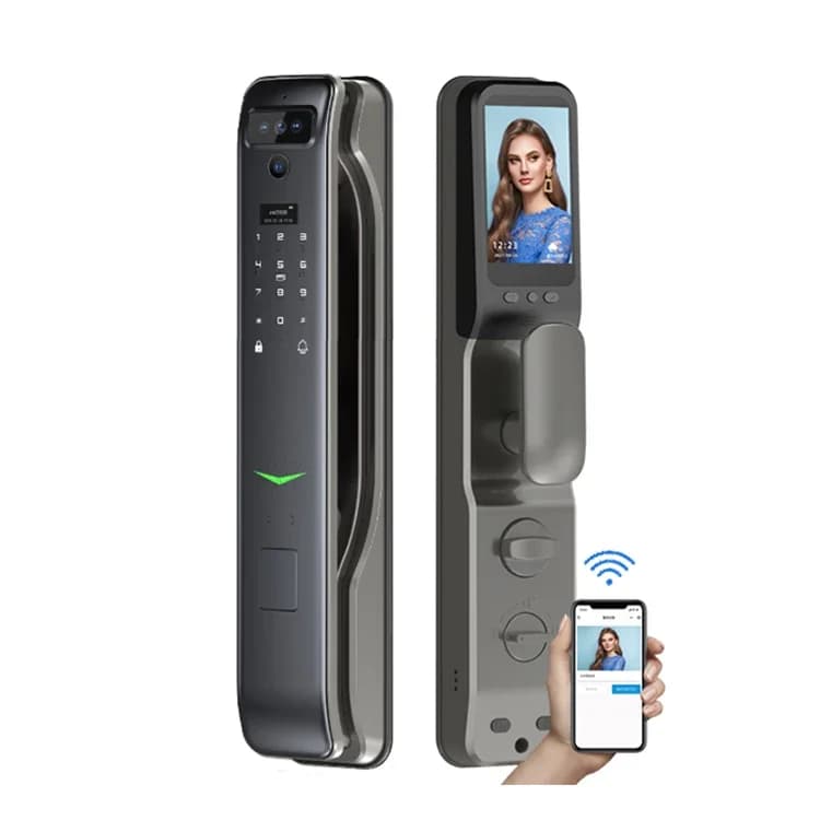 Serratura elettrica per porta d'ingresso senza chiave con app per fotocamera con maniglia per impronte digitali Wifi con riconoscimento facciale 3D Tuya candado inteligente per la casa