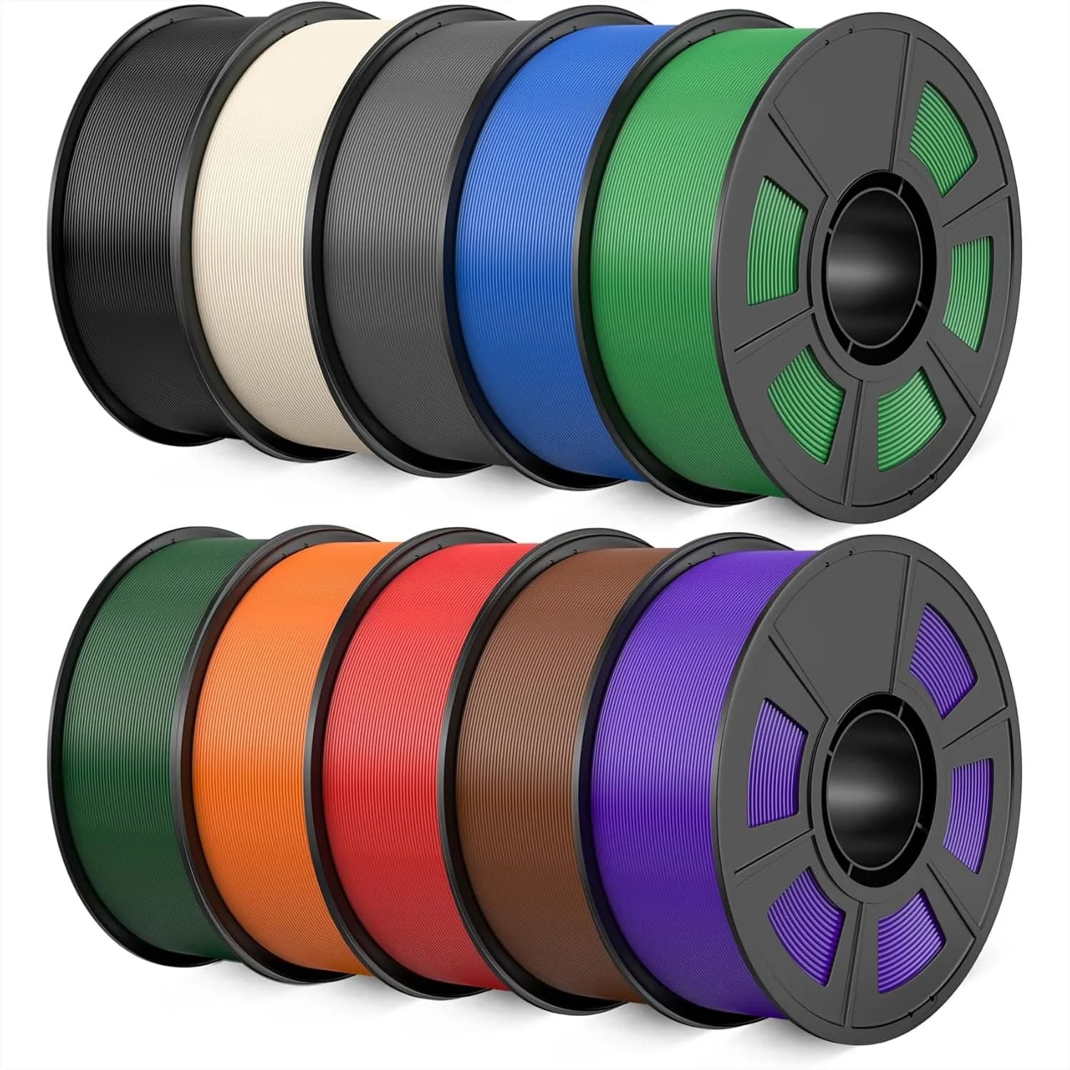 Filamento PLA+ per Stampante 3D, Confezione da 10kg, 1.75mm 10 Colori, PLA Plus Resistente 1kg Bobina, Set da 10 per Stampanti 3D FDM, Senza Grovigli