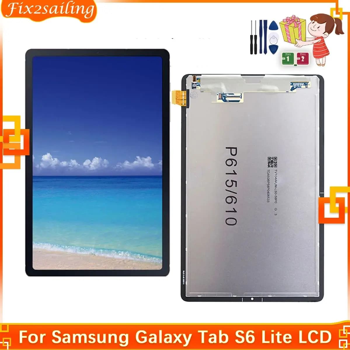 LCD 10.4 ''Per Samsung Galaxy Tab S6 Lite P610 P615 SM-P610 SM-P615 Pannello LCD Touch Screen Digitalizza Assemblea Testato