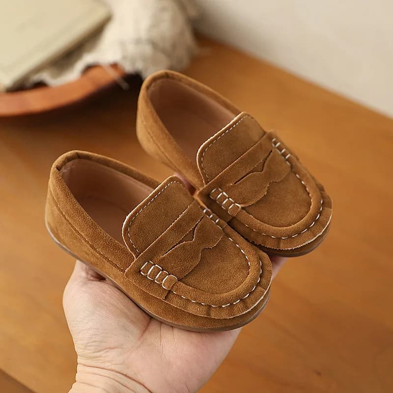 Children's Flats Suede Leather Casual Shoes Spring Autumn New Solid Slip on Boys Shoes Kids Loafers Girls Dress Party Shoes
