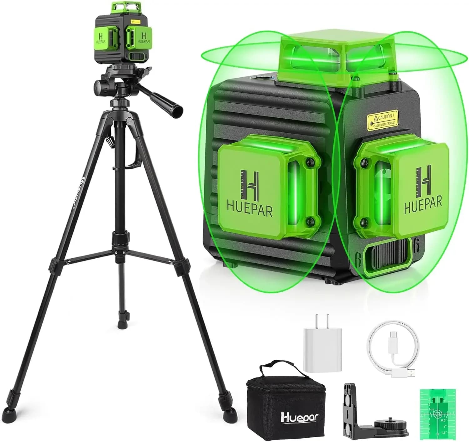 Laser Level 360 Self Leveling with 50" Tripod, 3x360° High Brightness Green Laser Leveler Tool for Construction, Tile