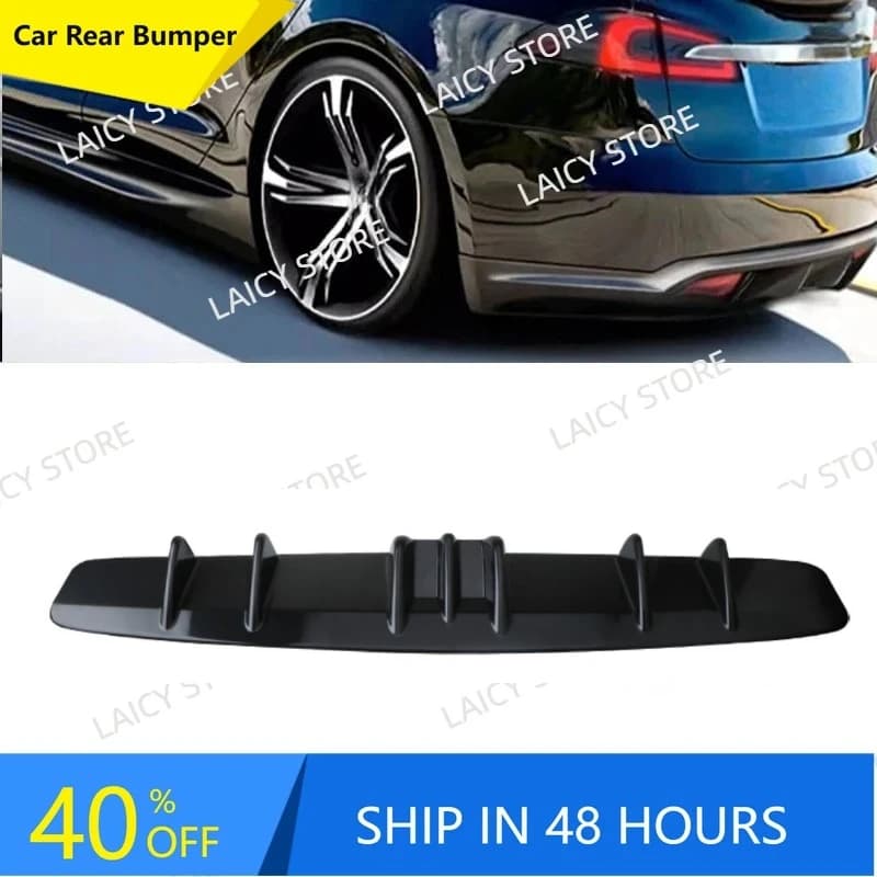 LAICY 84CM Car Rear Diffuser For T-esla Model S 2012-2023 Fin Bumper Lip Splitter Spoiler Chassis Deflector Lip Kit Carbon