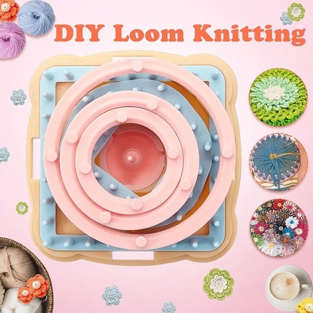 9Pcs DIY Home Knitting Loom Wool Yarn Needle Knit Flower Daisy Pattern Maker Sewing Needlework Weave Craft Tool
