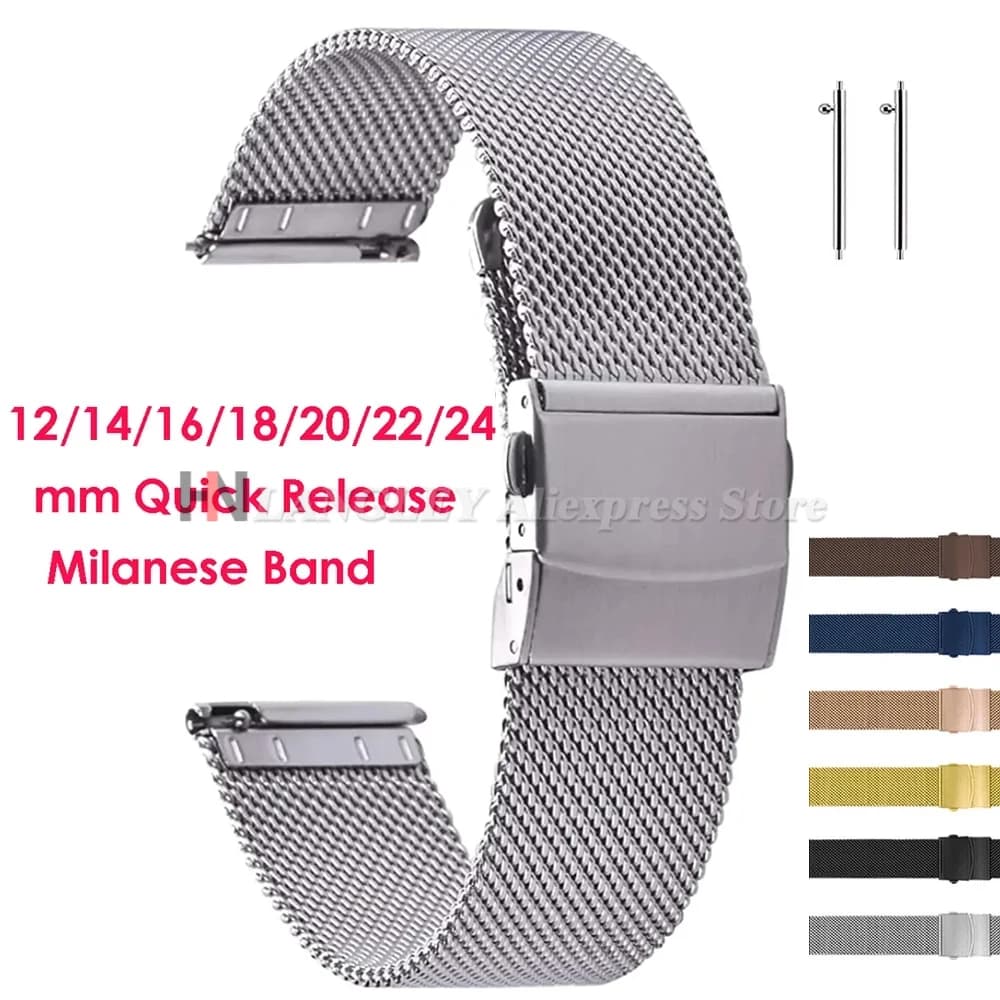 Stainless Steel Knit Watch Band Quick Release Milanese Knit Watch 12mm 14mm 16mm 18mm 20mm 22mm 24mm for Men Women