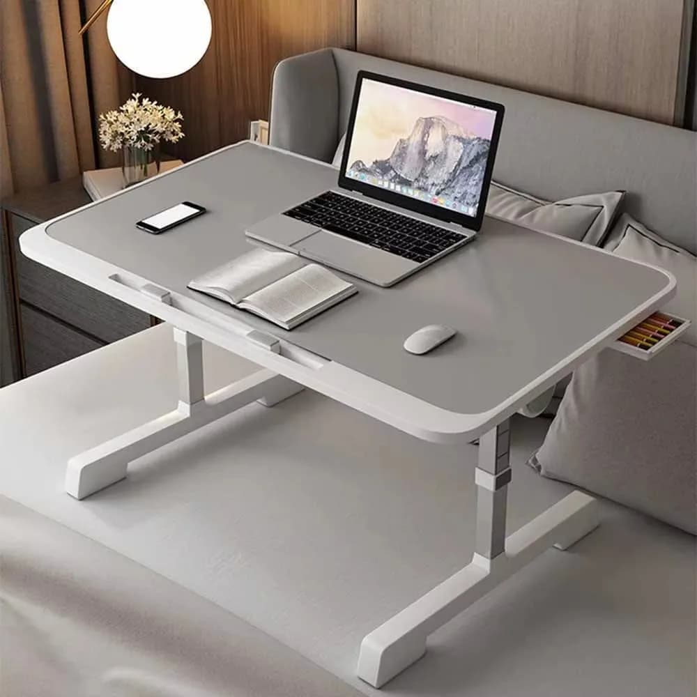 Ergonomic Adjustable Height Lifting Bed Table Display Stand with Drawer Foldable Laptop Table Bed Desk Reading