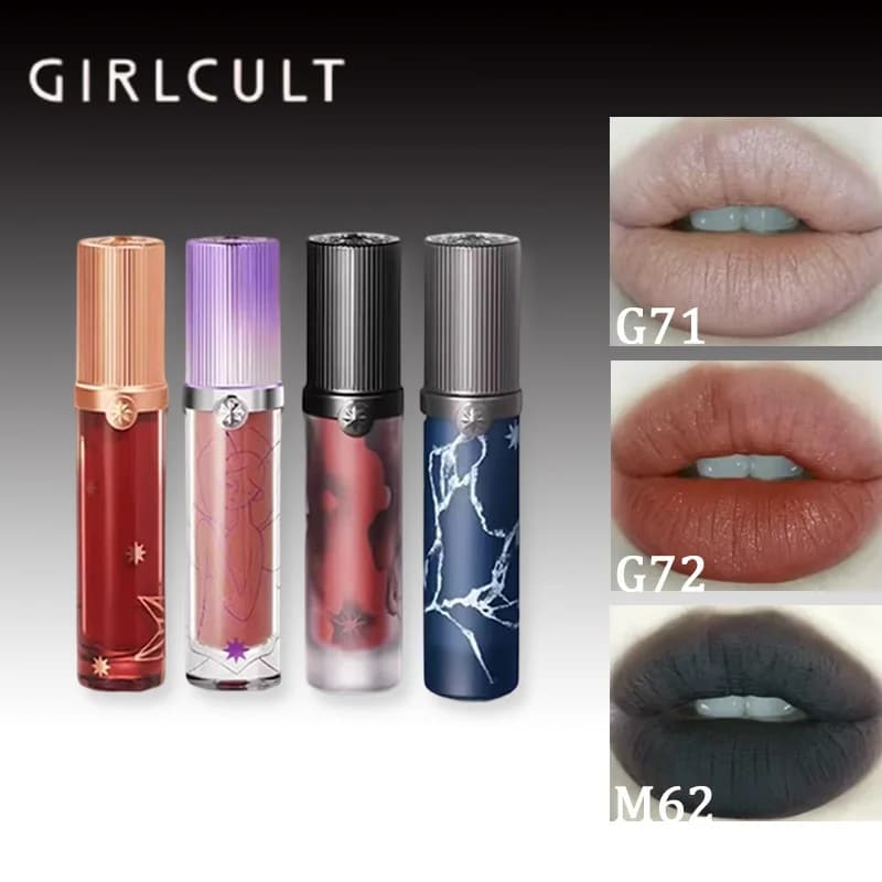 Girlcult Goth Lip Cream Matte Soft Mist Duochrome High Colors Dark Lip Mud Nude Lip Base Non-stick Cup Fine Flash Lip Makeup