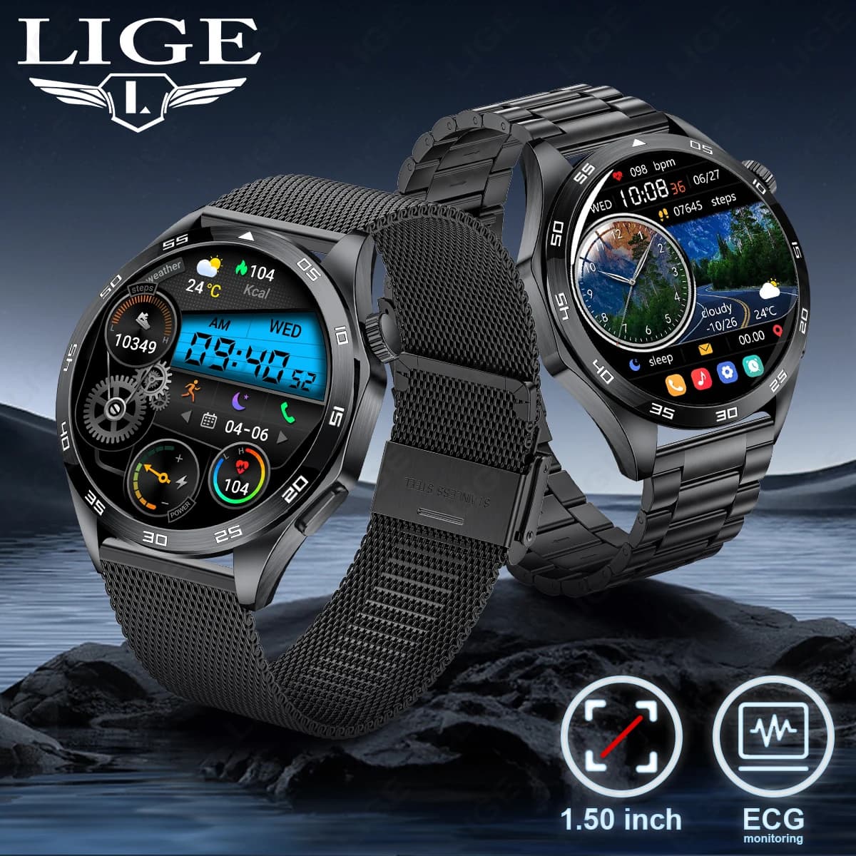 Smartwatch LIGE 2026 con Monitoraggio ECG, Salute, Sonno, Fitness, Chiamate Bluetooth, Controllo Musica e Fotocamera, Orologio Intelligente da Uomo