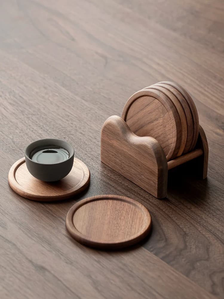 Tang Feng Walnut Wood Cup Mat Tea Tray High End Wood Tea Brewing Gongfu Tea Ceremony Heat Insulation Pad