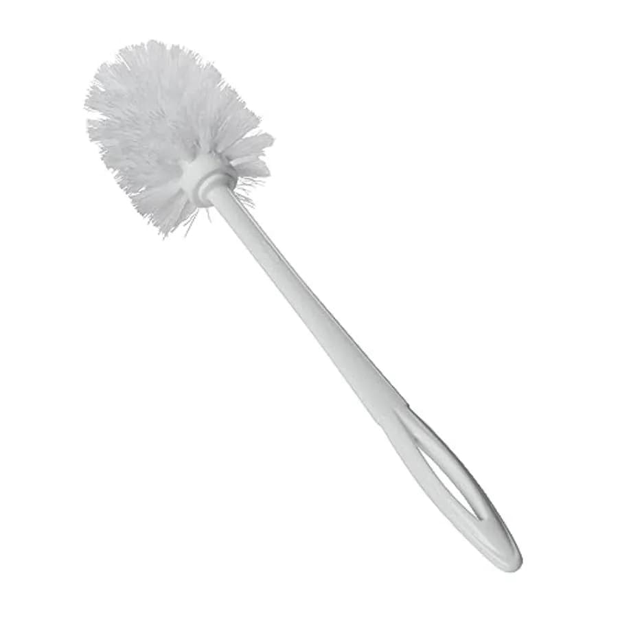 15" Toilet Brush, White, Toilet Bowl Brush for Bathroom, Professional/Janitorial Scrub Brush for Toilet