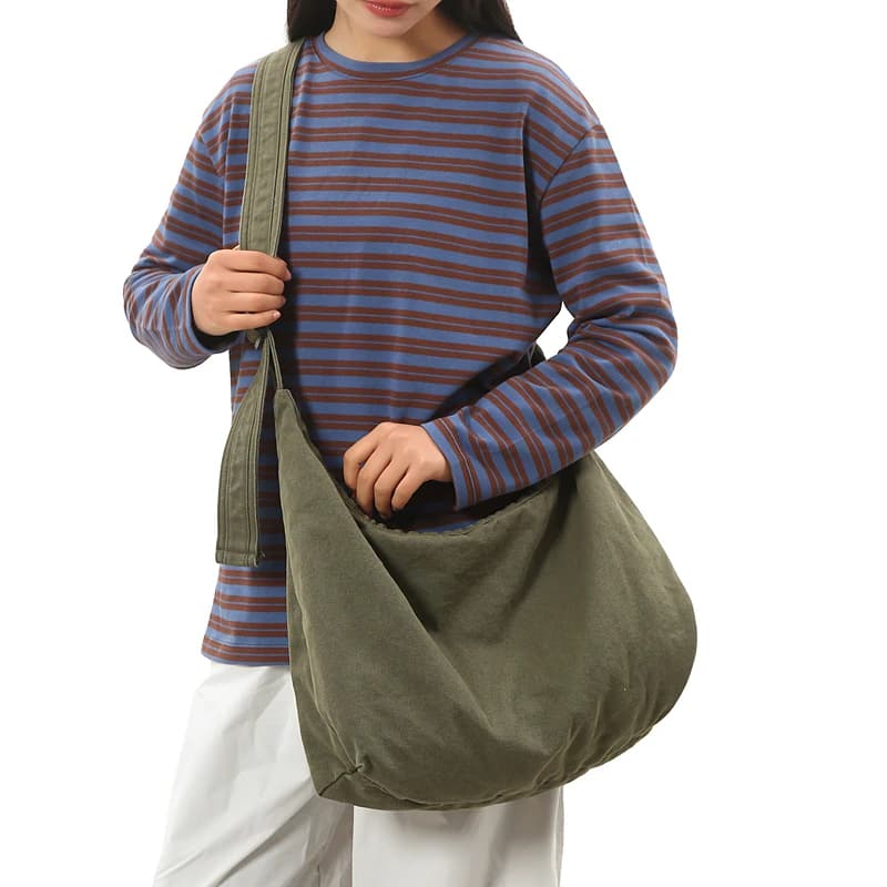 Casual Canvas Shoulder Bag For Women Large Capacity Crossbody Bag Solid Color Simple Female Students School Bag Handbags 2025