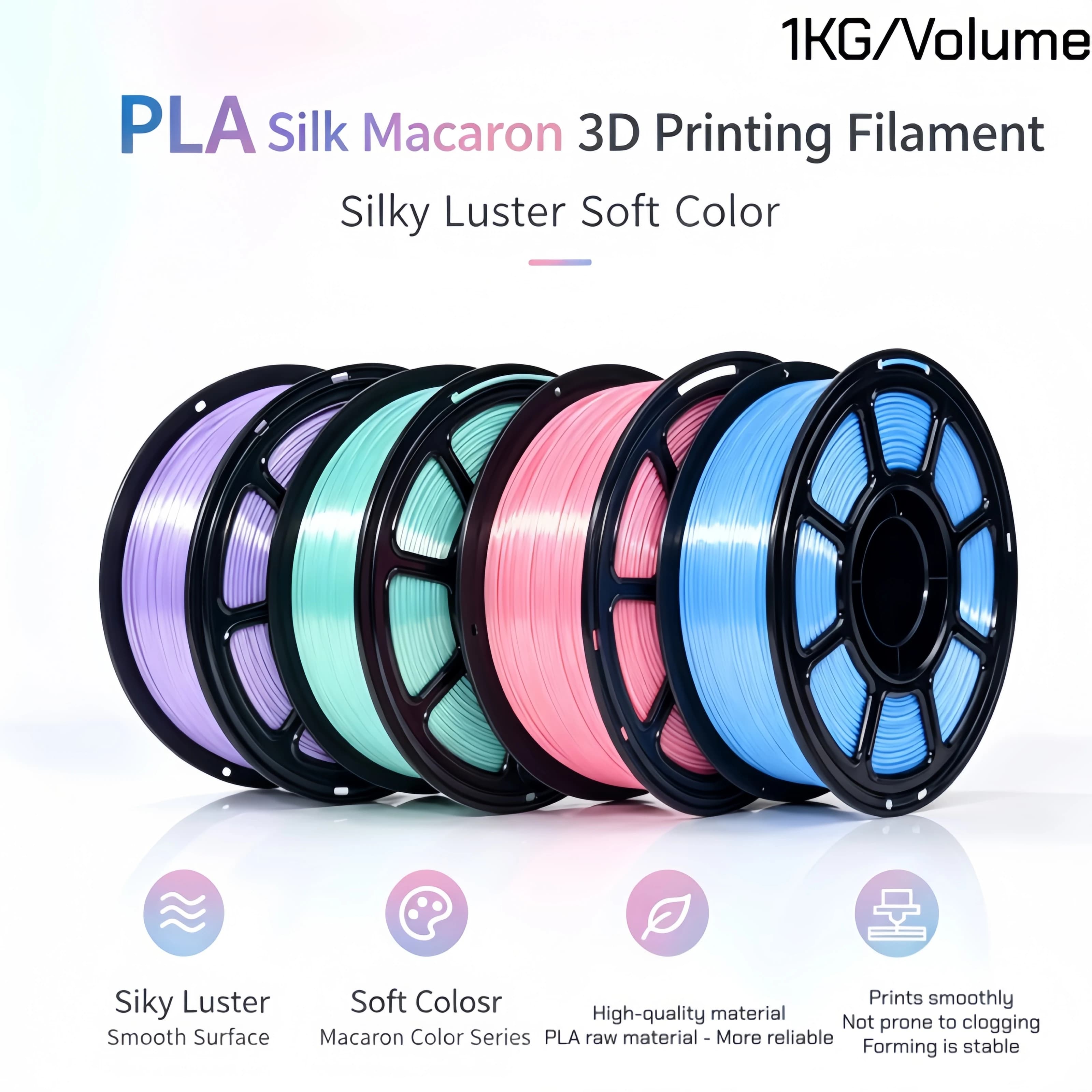 Silk PLA 1.75mm 3D Printer Filament – 1kg Spool, Smooth Shiny Finish, Compatible with Most FDM Printers (Ender, Creality, Bambu