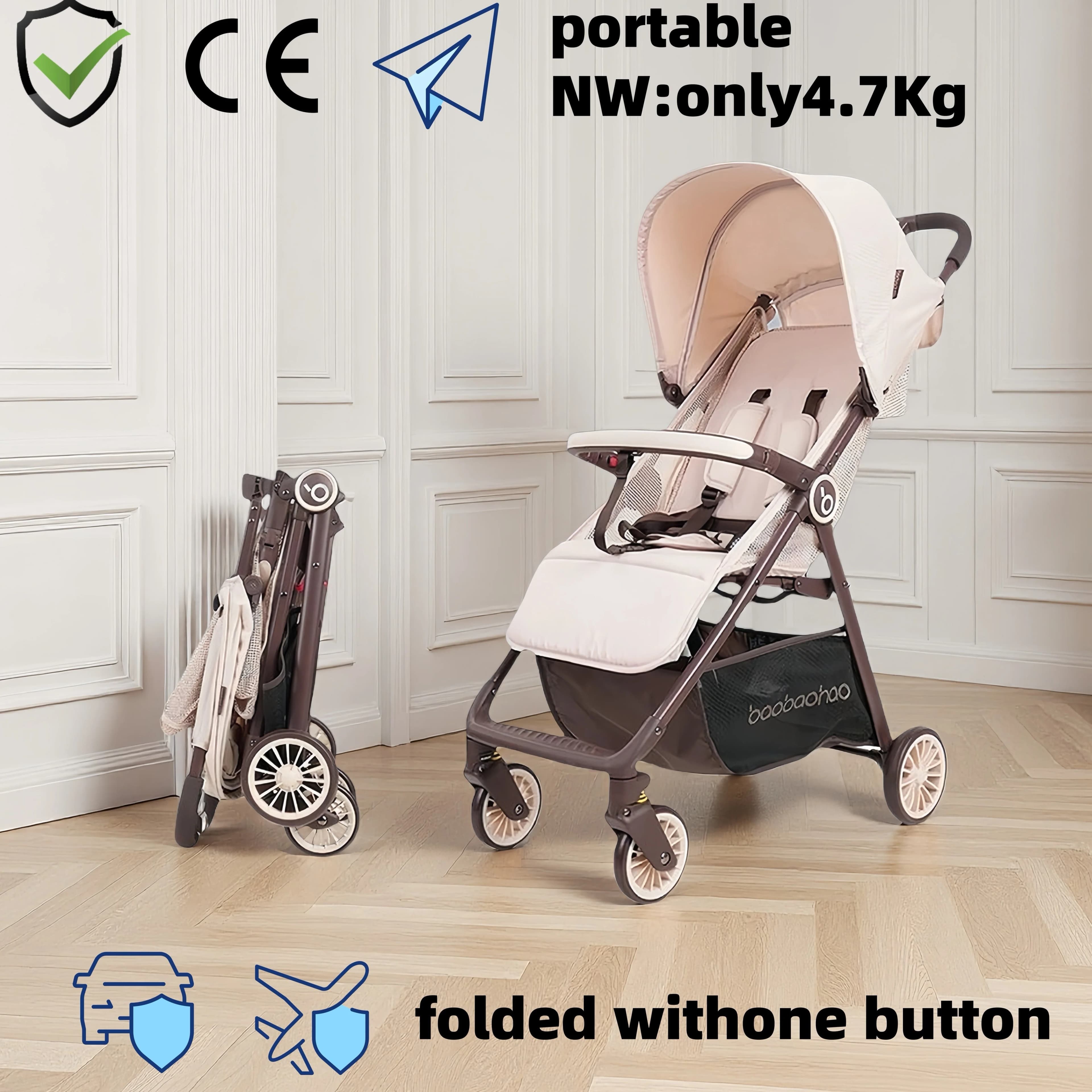 Il passeggino è leggero, pieghevole, può sedersi o sdraiarsi, passeggino portatile con design a rete, fresco e traspirante