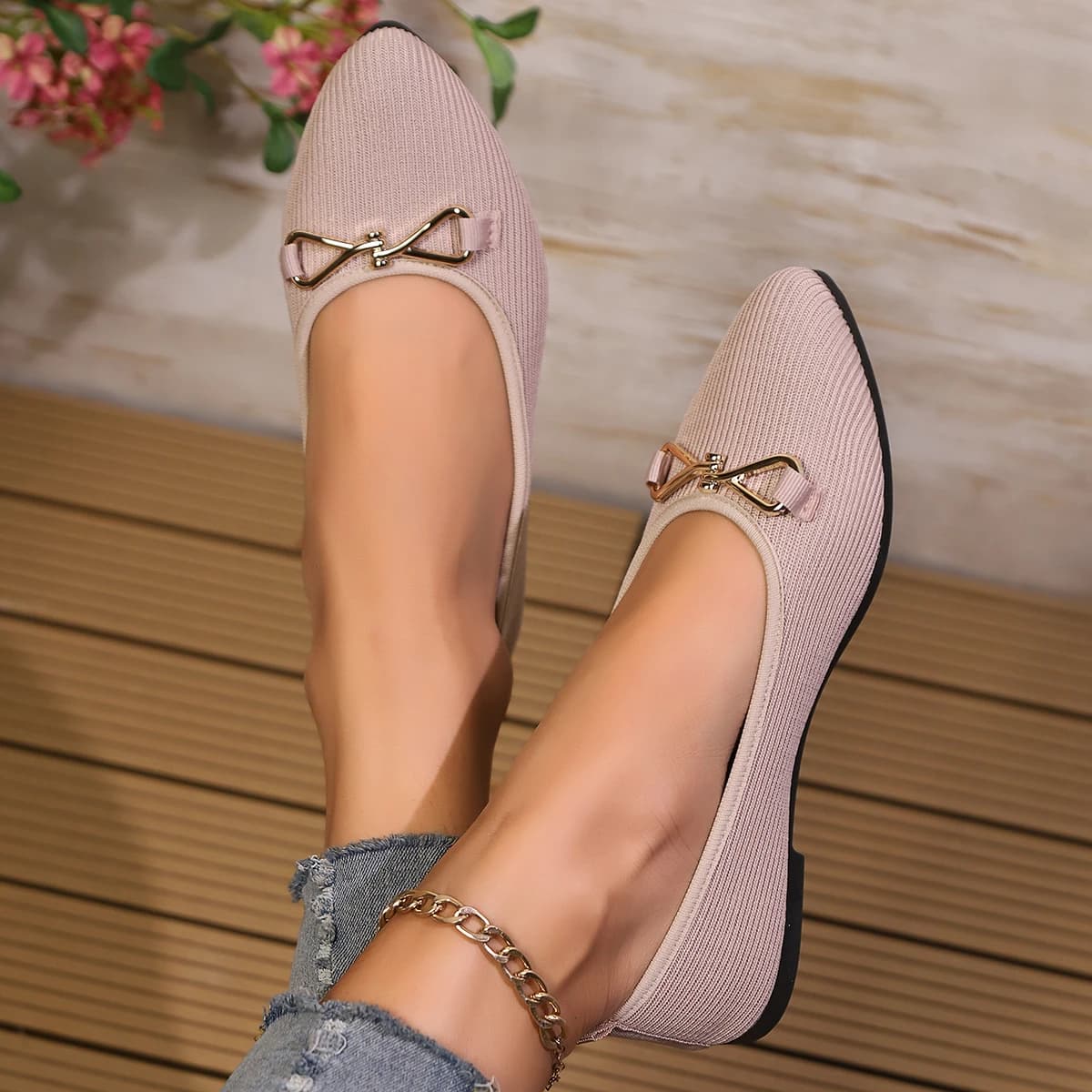 Nuove Scarpe Basse da Donna 2026 con Fiocco, Punta Affusolata, Suola Morbida, Slip-On in Maglia, Scarpe Casual Eleganti da Lavoro Quotidiano per Donna