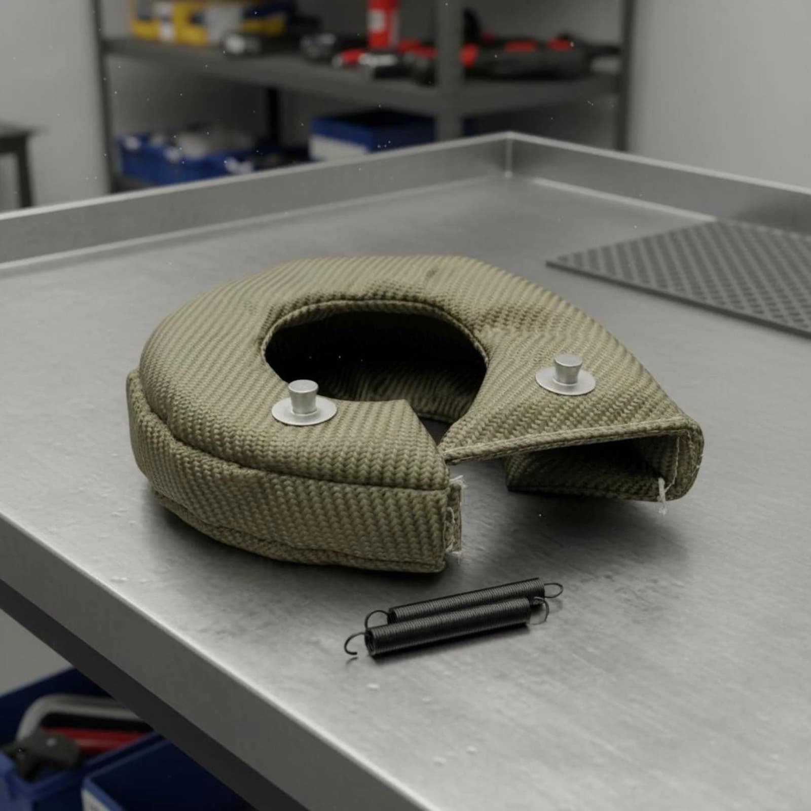 Turbocharger Heat Guard Cover Circular Opening Woven Heat Guard Cover Turbocharger Blanket Wrap Coil Springs Engine Accessory