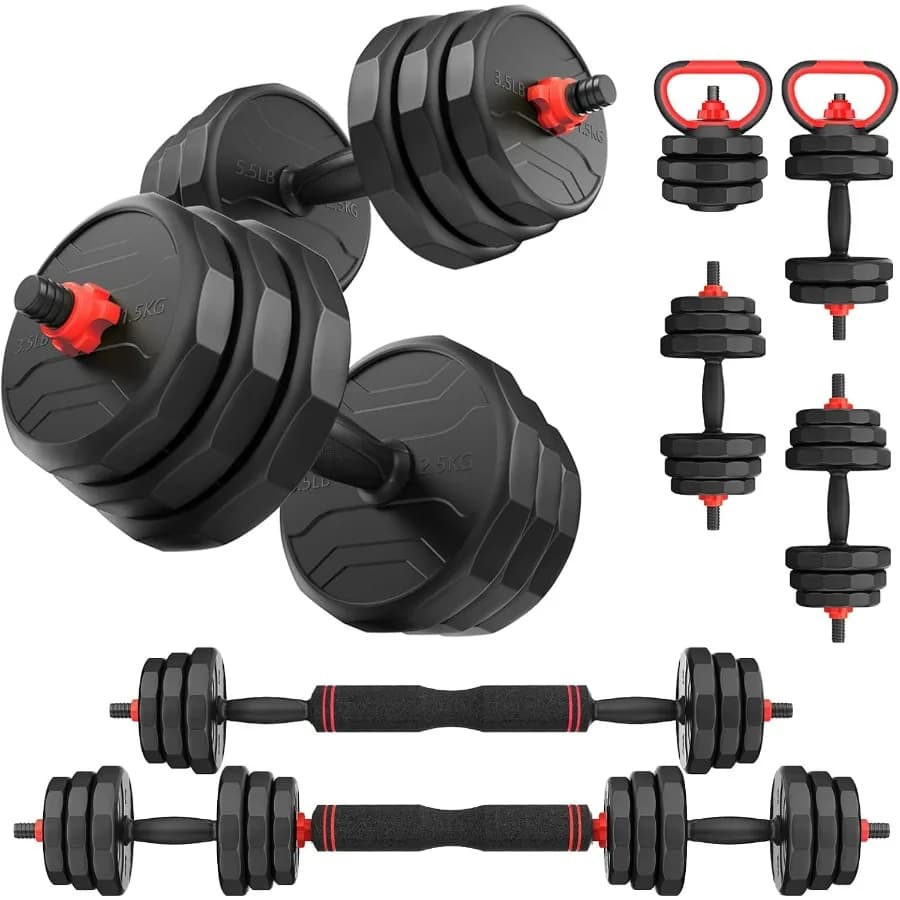 Adjustable jaws, 55 lb pair (27,5 lb) Removable weights Set 2 or 3 in 1 used as balance wheel, kettlebells, a pair