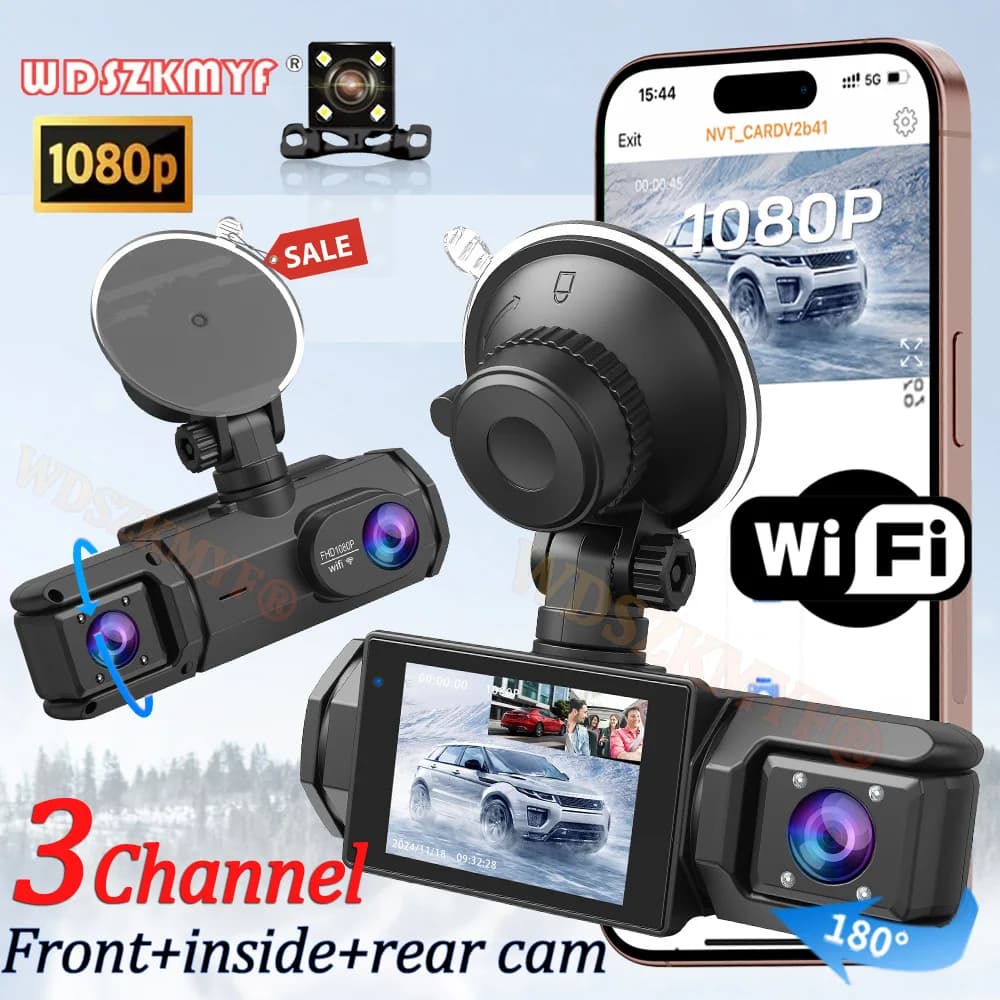 Dash Cam WIFI to 2/3 channels for car VCR 1080P Front Camera Dashcam Black Box Car DVR Optional rear camera