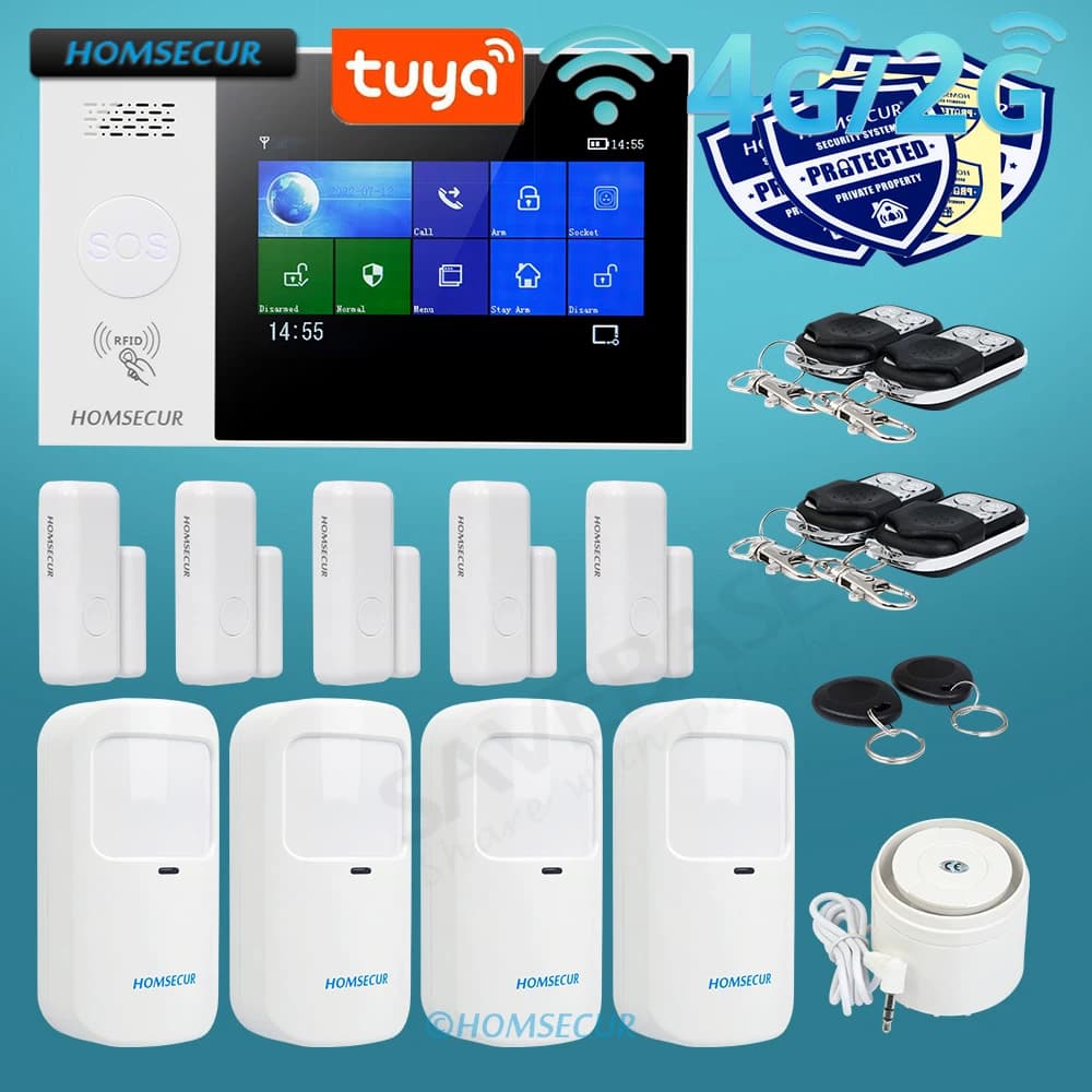 Tuya Smart APP WIFI 4G 433 MHz Sistema di allarme antifurto di sicurezza domestica wireless Batteria di backup PIR immune agli animali domestici (meno di 15 kg) Sensori porta