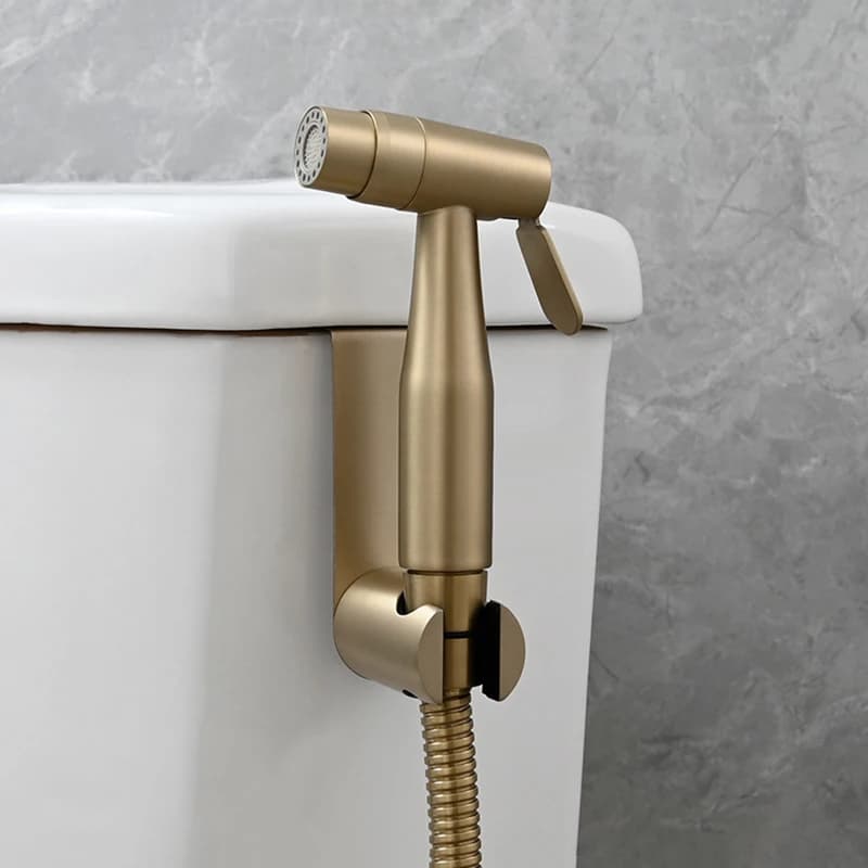 Handheld Bidet Sprayer 3-pieces Set for Toilet No Drill Dual Modes Switching Brushed Gold Bidet Spray, Gun Metal, Black