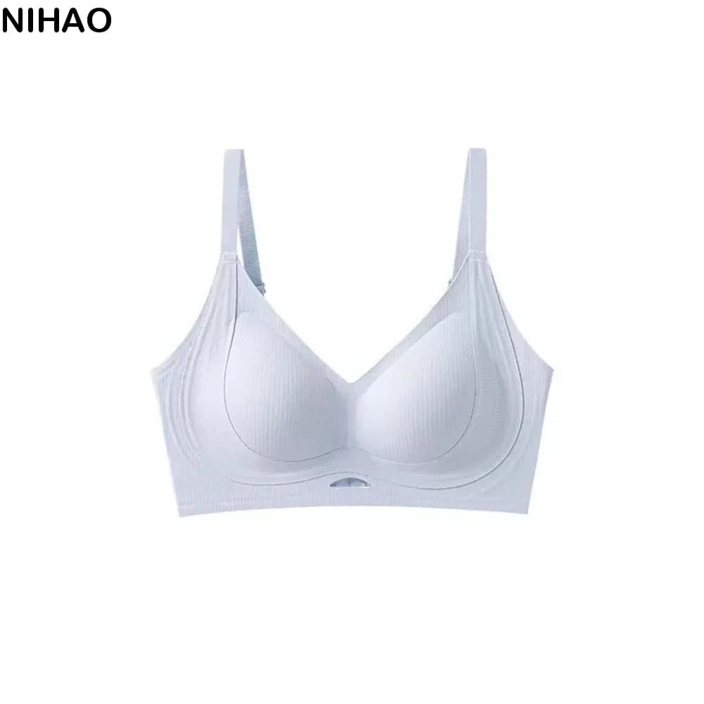 Comodo reggiseno push-up senza fili con scollo a V profondo, anti-cedimento, antiurto, per donna, lingerie sottile, reggiseno di supporto senza cuciture, estivo