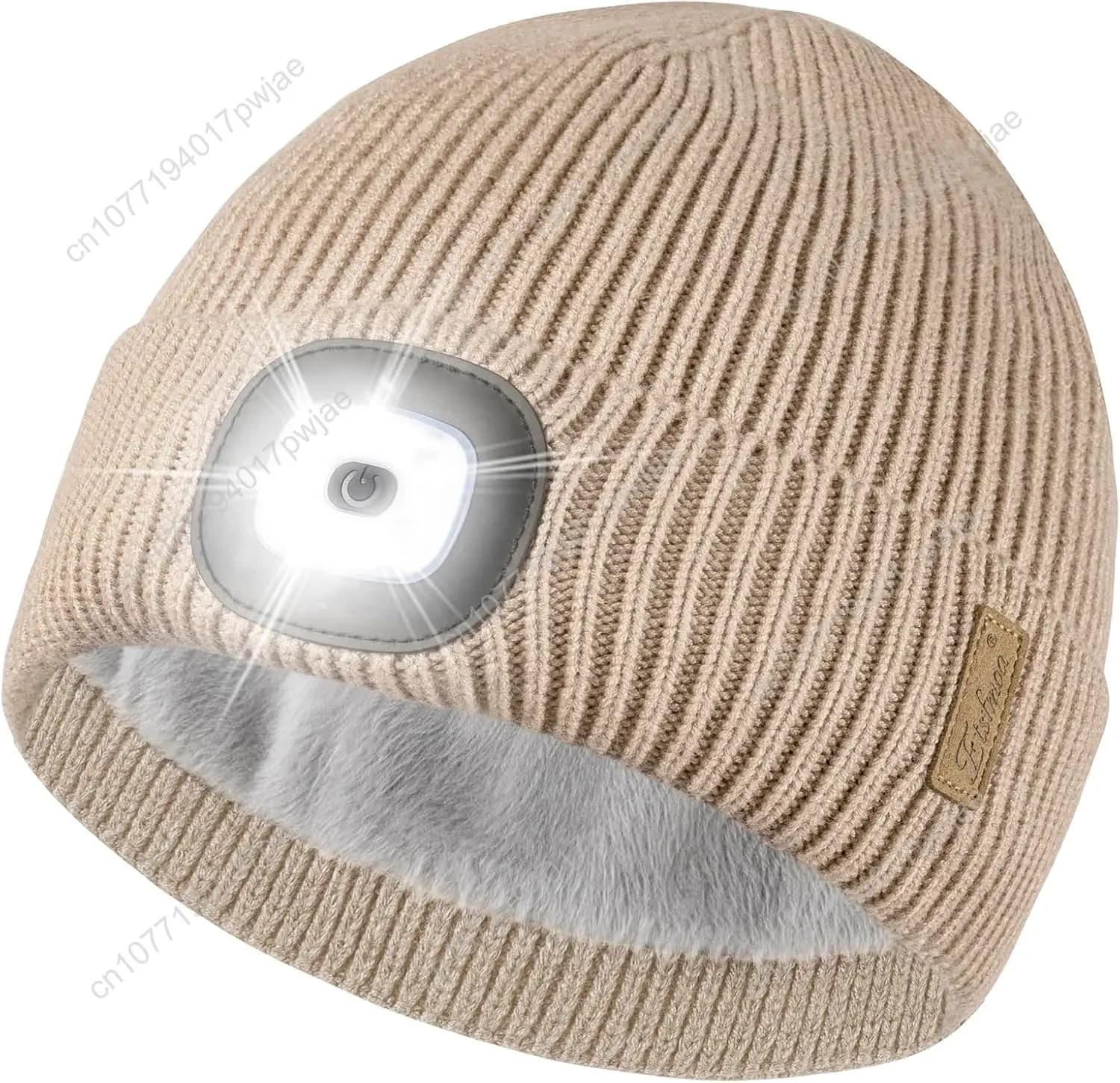 Etsfmoa Cappello Unisex con Luce, Berretto Caldo in Maglia Foderato in Pile, Regalo per Uomini e Donne, Cappello LED Ricaricabile