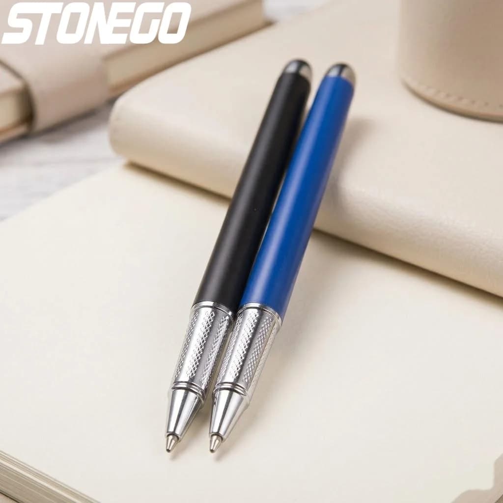 Penna Gel a Punta Media in Acciaio Inossidabile 10mm, Scrittura Fluida, Inchiostro Nero, Forniture per Ufficio e Scuola