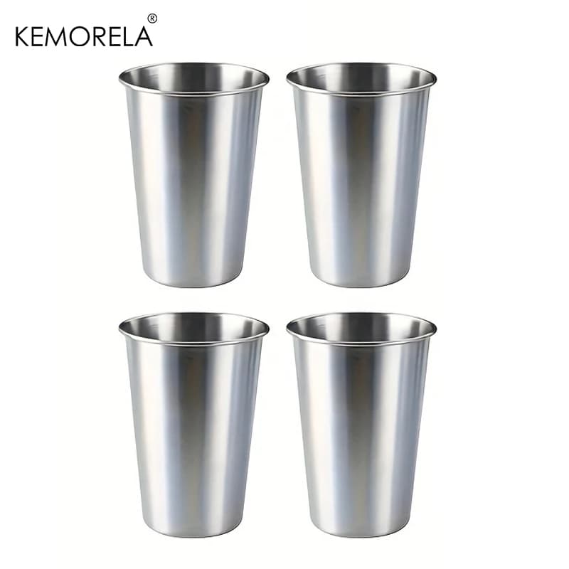 KEMORELA 2/4PCS Tazze in acciaio inossidabile 300/400ML Bicchieri in acciaio inossidabile Pinta Tazze da campeggio Bicchieri da bere Tazza in metallo impilabile