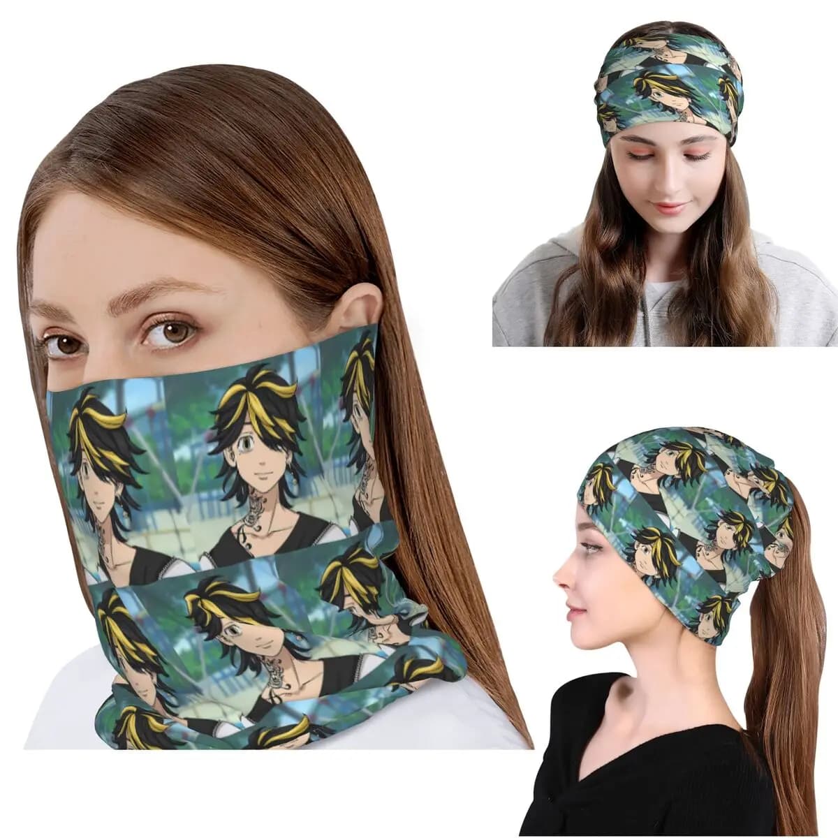 Anime Tokyo Revengers Kazutora Bandana Scaldacollo Sciarpa Calda Maschera Facciale Berretto Invernale Unisex per Adulti